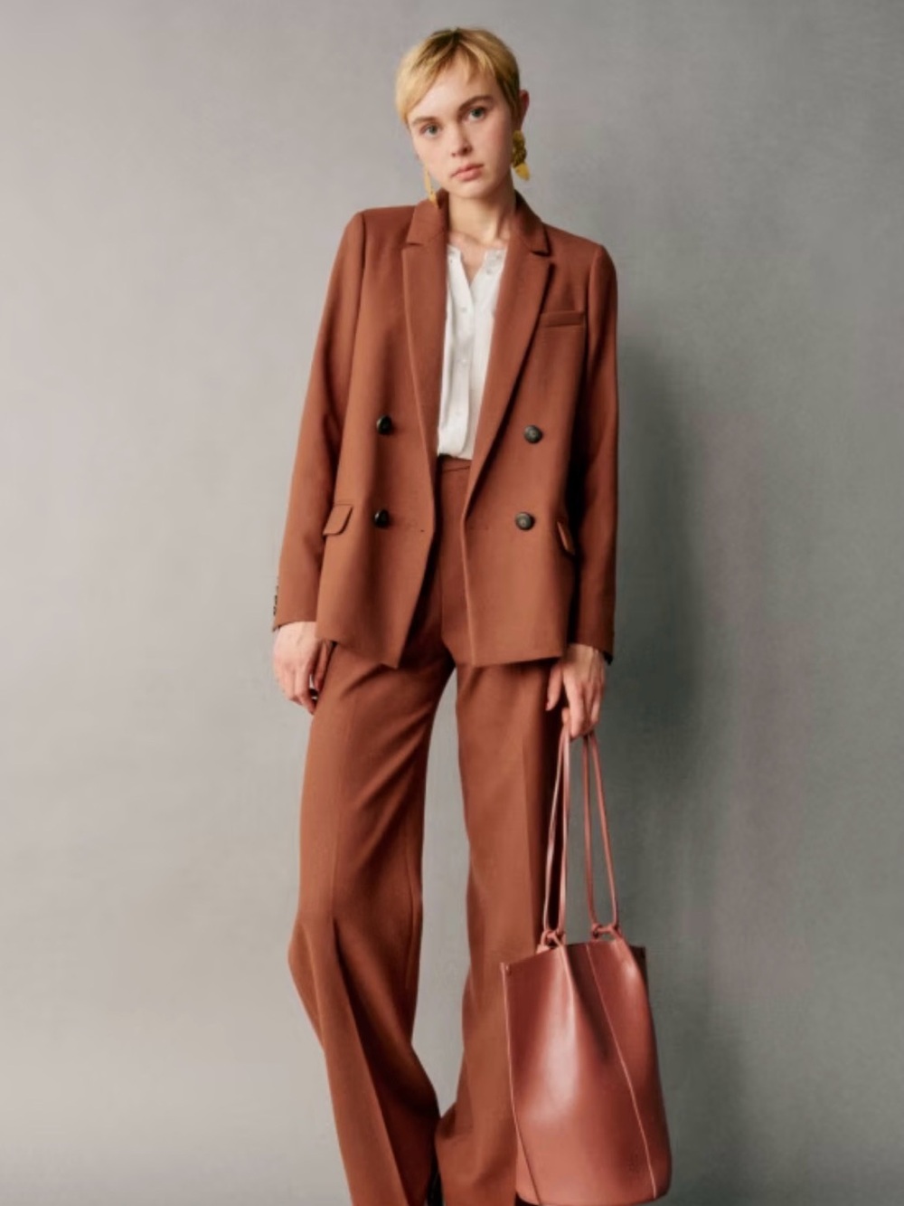 Sézane Christie Jacket in a rich terracotta. Size 4/ US 36